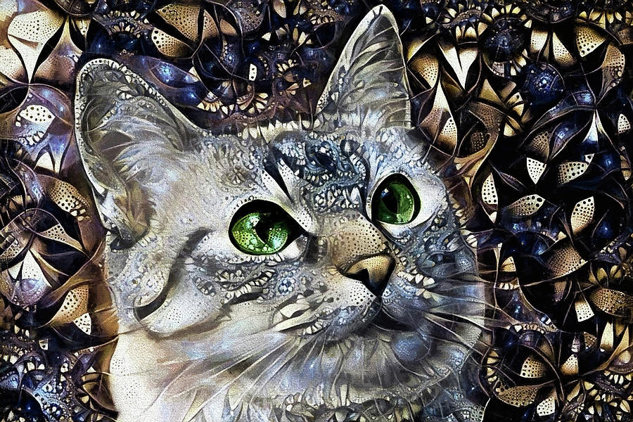 A Gray Tabby Cat Named Tinker Digital Art by Peggy Collins