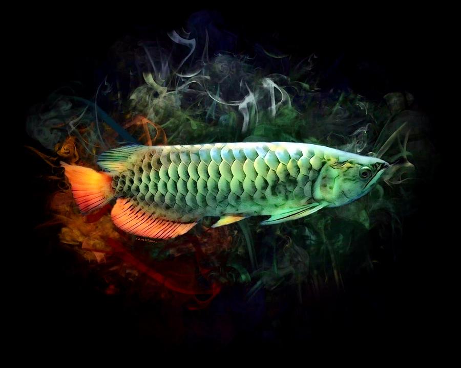 Fish Digital Art - A Green Arowana Fish by Scott Wallace Digital Designs