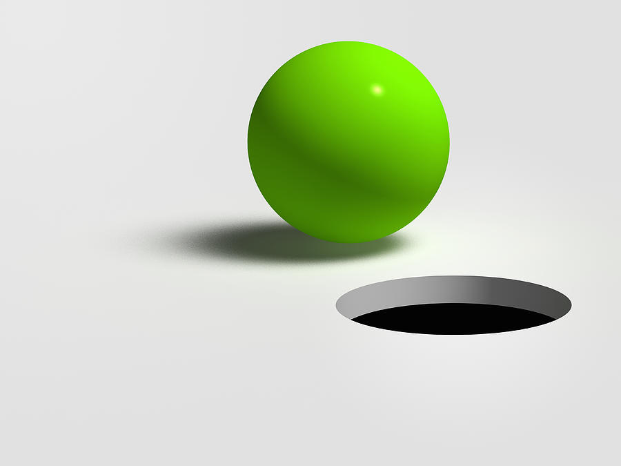 A green ball and hole Drawing by Yagi Studio