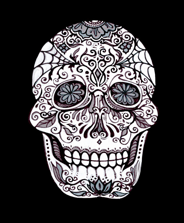 A Grey Sugar Skull Digital Art by Katherine Nutt - Fine Art America