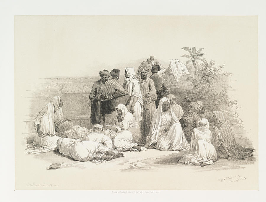 A group in the slave-market in Cairo ca 1842 - 1849 by William Brockedon Painting by Artistic Rifki