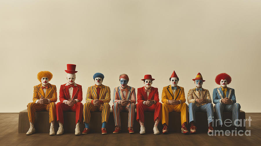 Abstract Painting - a  group  of  circus  clowns  hyperrealistic  minimal  afcce  cd  a  ba  cdfbe by Asar Studios by Artistic Rifki