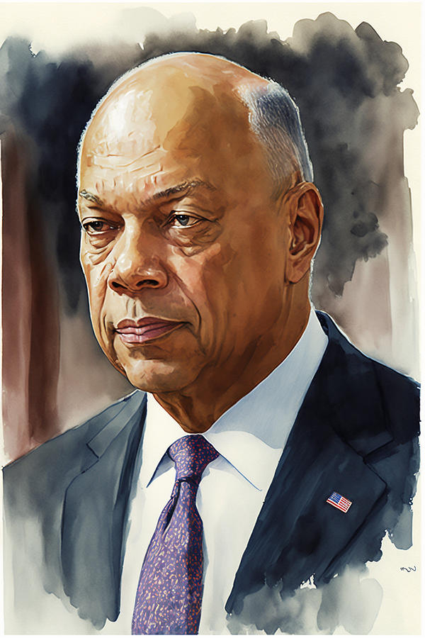A Guardian of the Nation - A Watercolor Portrait of Jeh Johnson Painting by Kai Saarto