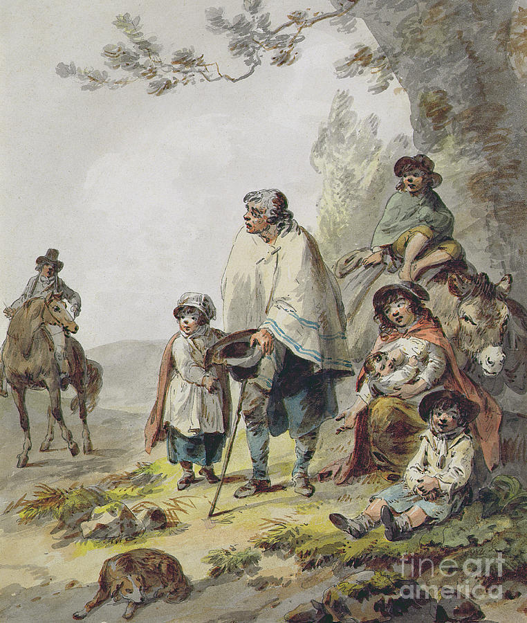 A Gypsy Family Painting by Julius Caesar Ibbetson