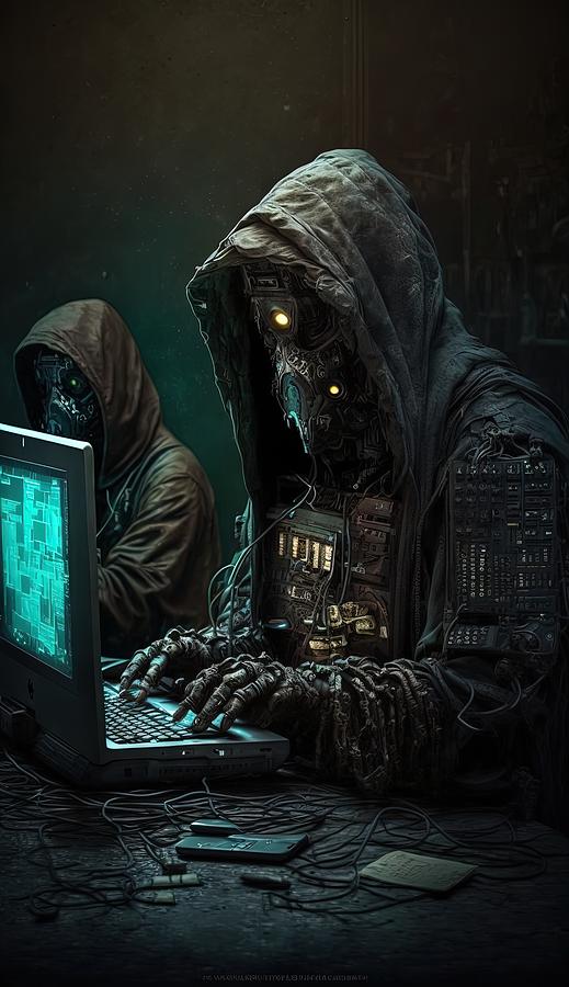A hacker with a sentient computer program Digital Art by Damien Adam ...