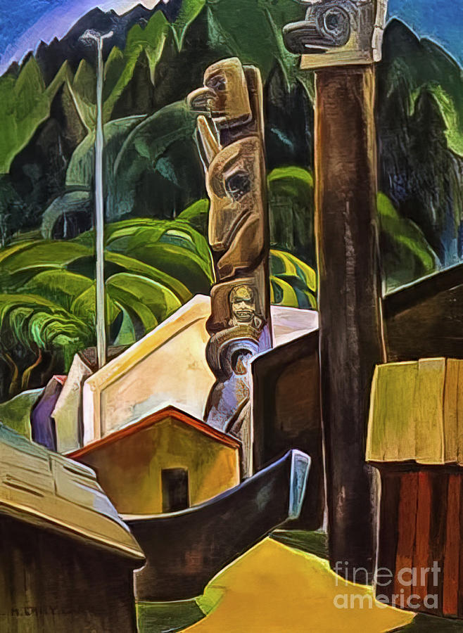 A Haida Village by Emily Carr 1929 Painting by Emily Carr