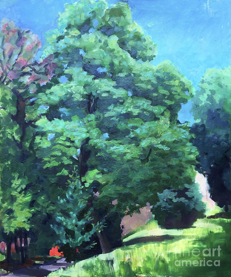 Tree Painting - A Handsome Sunlit Tree In A Florence Garden by Greta Corens