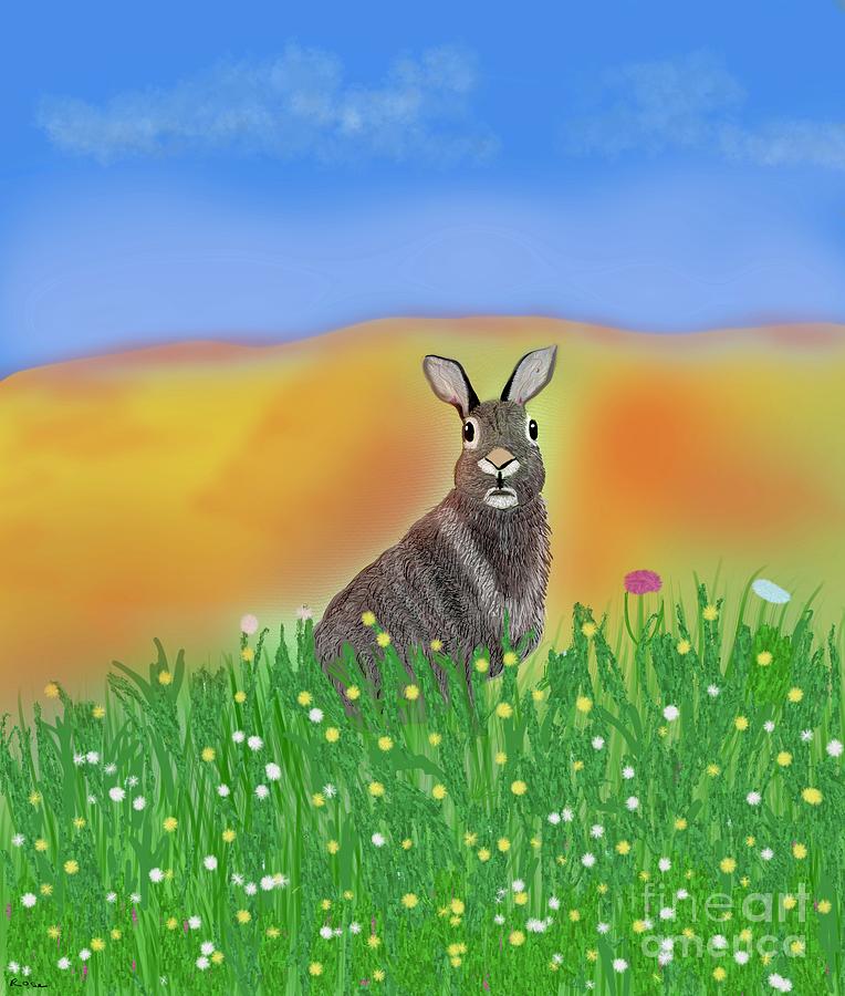 A happy bunny  Digital Art by Elaine Hayward