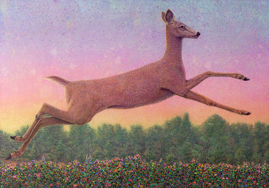 Deer Painting - A Happy Doe by James W Johnson