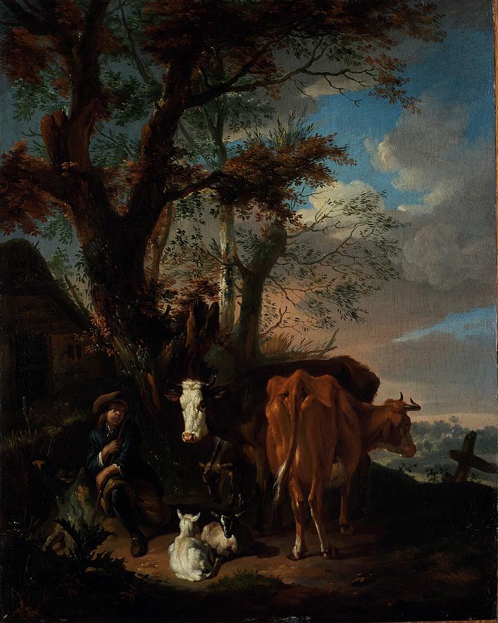 A Herdsman with Cattle and Sheep Pieter van Bloemen Flemish 1657 to 1720 Painting by MotionAge Designs