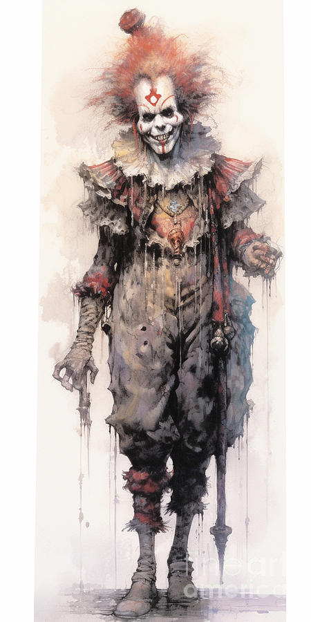 Fantasy Painting - a  horror  clown  in  style  by  luis  royo  by Asar Studios by Celestial Images