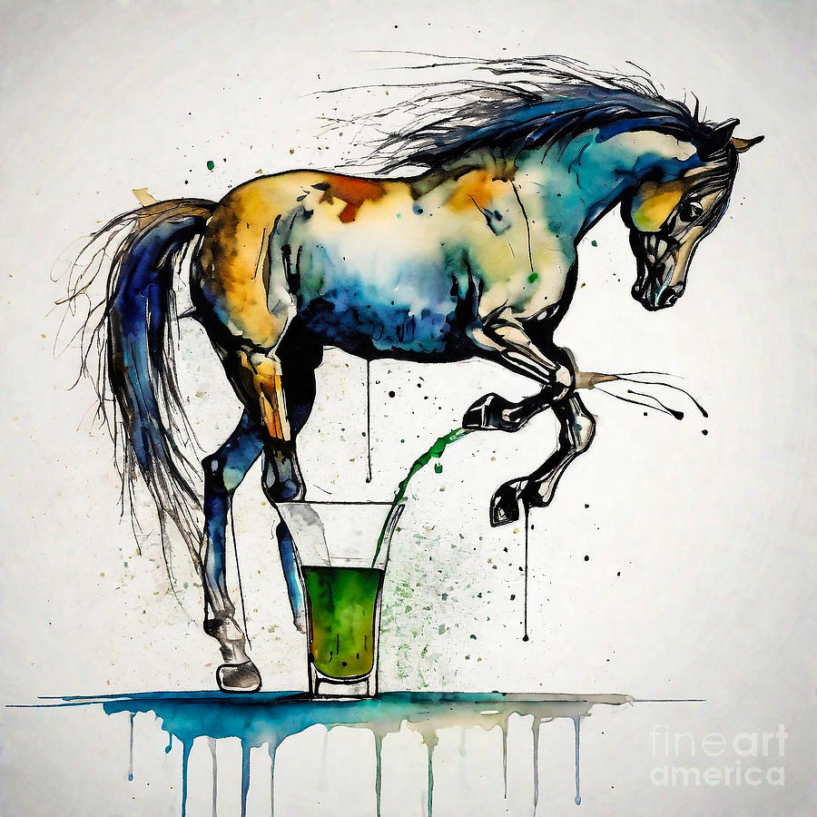 A Horse Drink Dirty Martini Painting