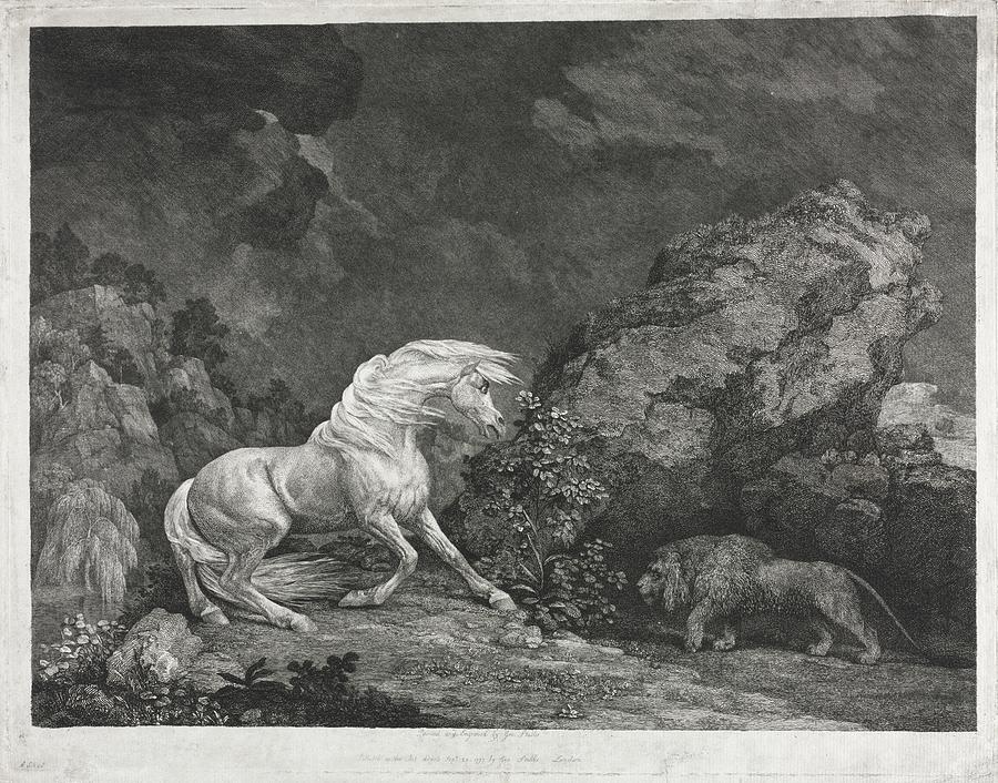 A Horse Frightened by a Lion 1777 George Stubbs British 1724 to 1806 Painting by MotionAge Designs