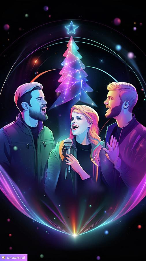 A I A Neon Pentatonix Christmas Trio Digital Art by Denise F Fulmer