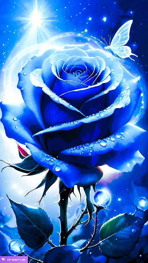 A I Blue Rose of Heaven Digital Art by Denise F Fulmer