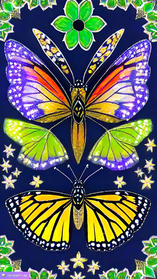 A I Butterflies And Flowers Digital Art by Denise F Fulmer