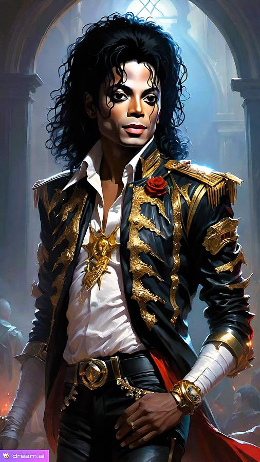 A I Michael Jackson  Portrait Digital Art by Denise F Fulmer