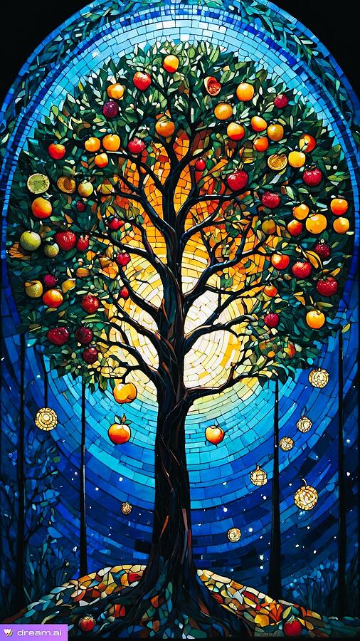 A I Starry Fruit Tree Digital Art by Denise F Fulmer