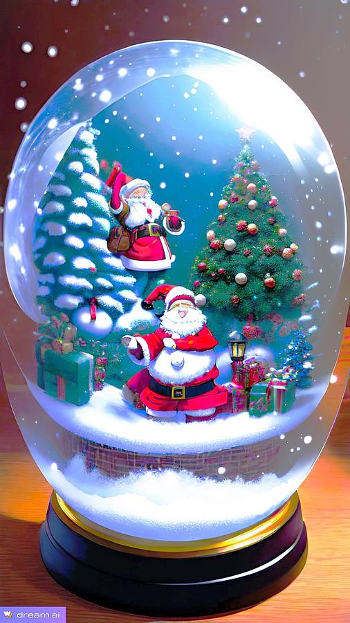 A I The Best Santas Snow Globe  Three Digital Art by Denise F Fulmer