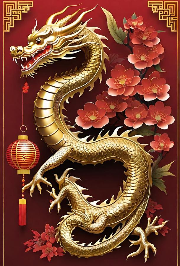 A I The Year of The Dragon for Chinese New Year  Digital Art by Denise F Fulmer