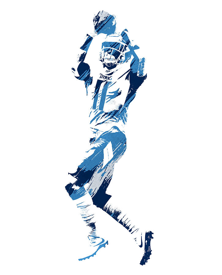 A J Brown Tennessee Titans Watercolor Strokes Pixel Art 3 Mixed