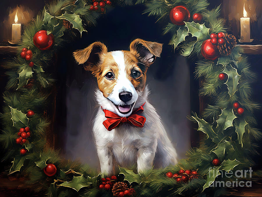 A Jack Russell Christmas  Digital Art by Elaine Manley