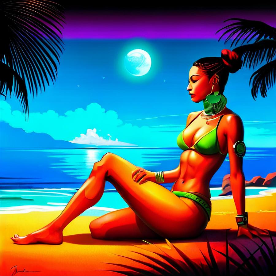 A Jamaican Beach Aiart Aiartist Womenintech Womeninstem Python Nft Digitalart Digital