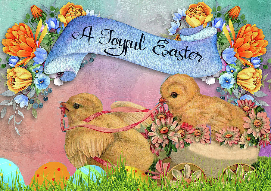 Easter Digital Art - A Joyful Easter by Julie Grace