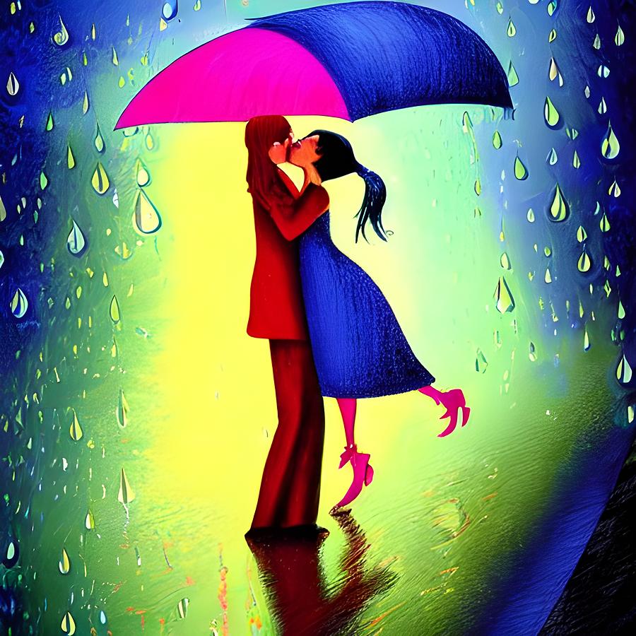 A Kiss In The Rain Digital Art By Mel Trudgett Fine Art America