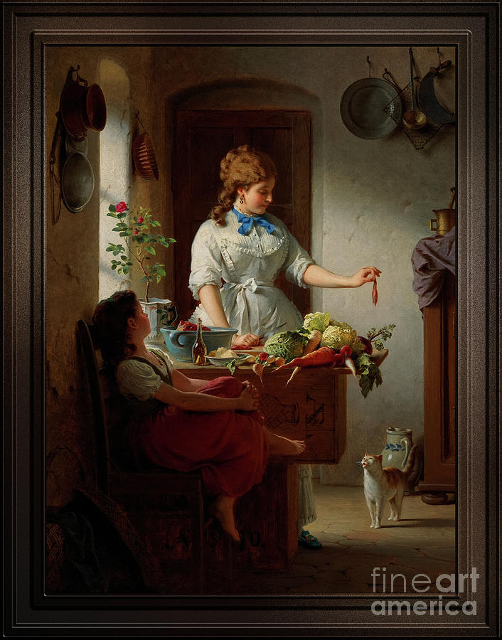 A Kitchen Idyll by Anton Ebert Classical Fine Art Reproduction Painting by Rolando Burbon