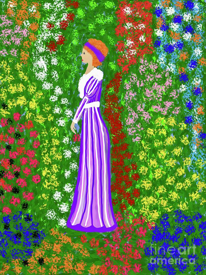 A lady in the garden  #1 Digital Art by Elaine Hayward