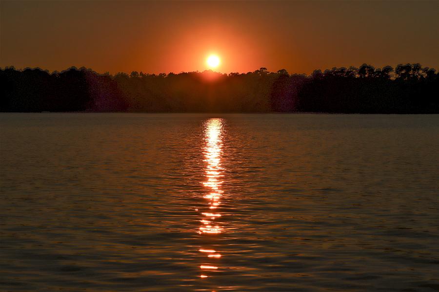 A Lake Evenings Sun Trail Photograph by Ed Williams
