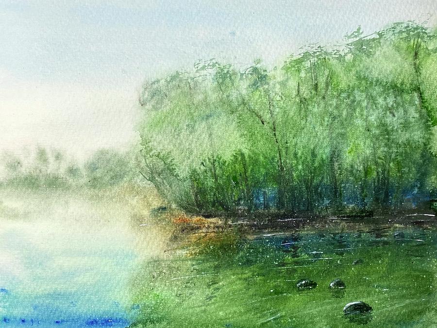 A Lake With Rocks Painting