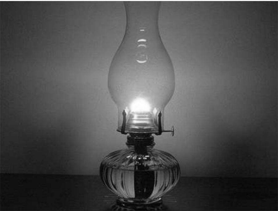 A Lamp Burning Midnight Oil Black and White KN61 Digital Art by Art Inspirity