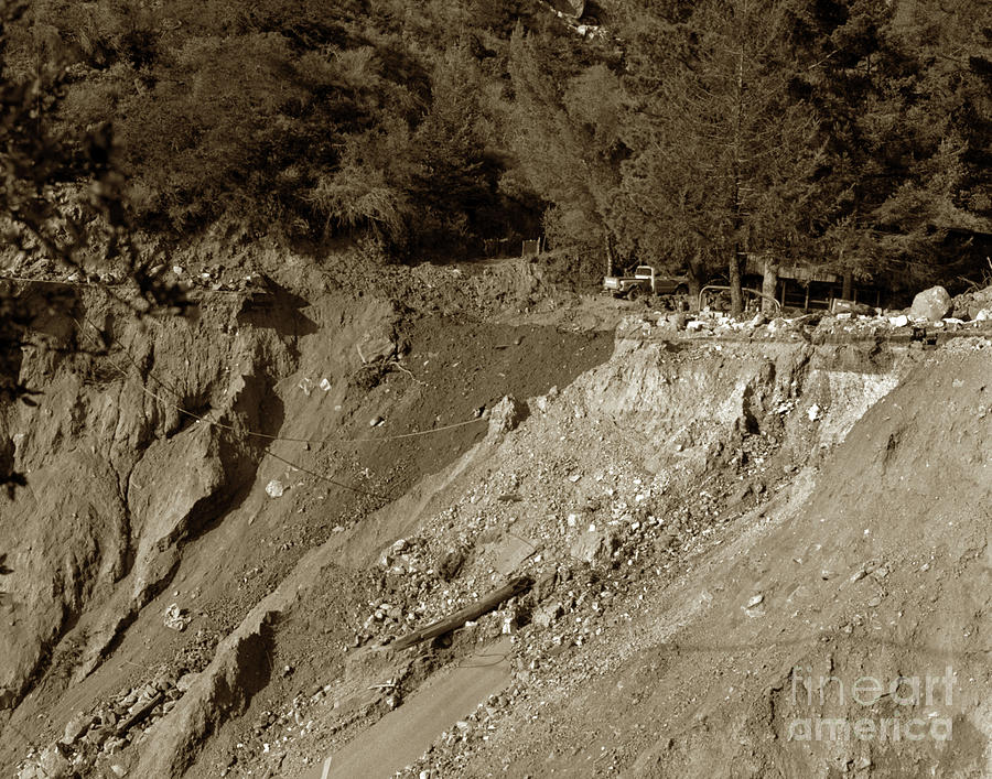 Landslide Photograph - A landslide at Lafler Canyon in January of 1973.  by Monterey County Historical Society