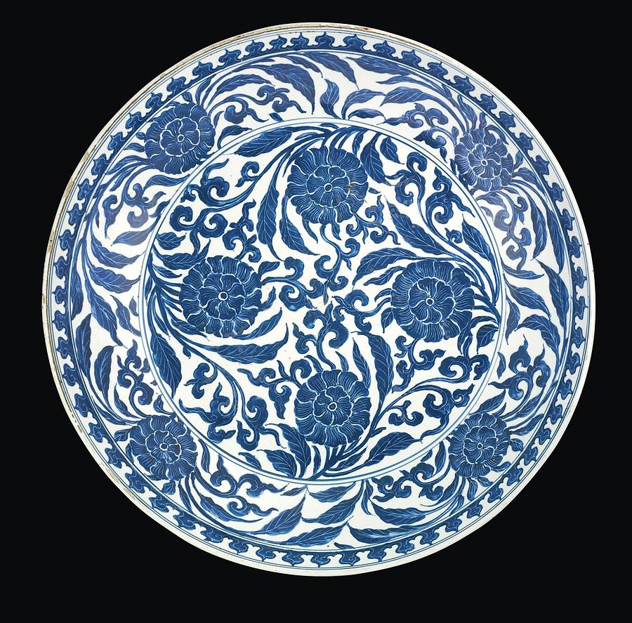 A large blue and white charger for the Islamic market, Jingdezhen, China, 17th century Painting by Artistic Rifki