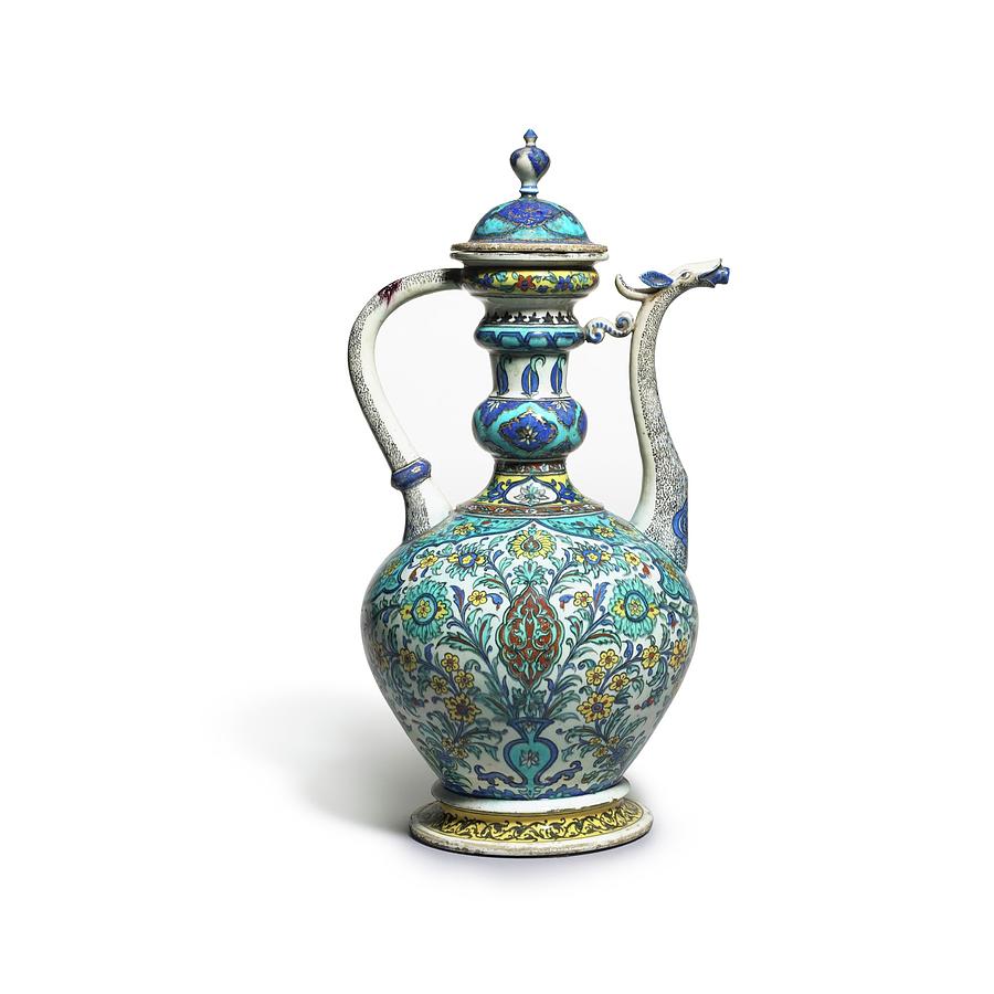 A large Iznik-style earthenware ewer, possibly Samson, France, circa 1895 Painting by Artistic Rifki