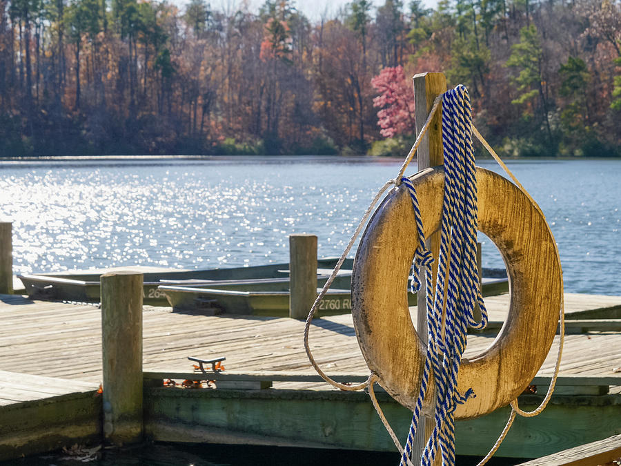 A Life Preserver at Waller Mill Lake Photograph by Rachel Morrison