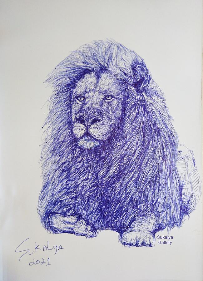 Lion Of The Wisdom Drawing by Sukalya Chearanantana