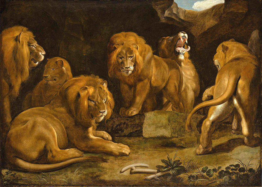 A lions den Painting by Follower of Peter Paul Rubens