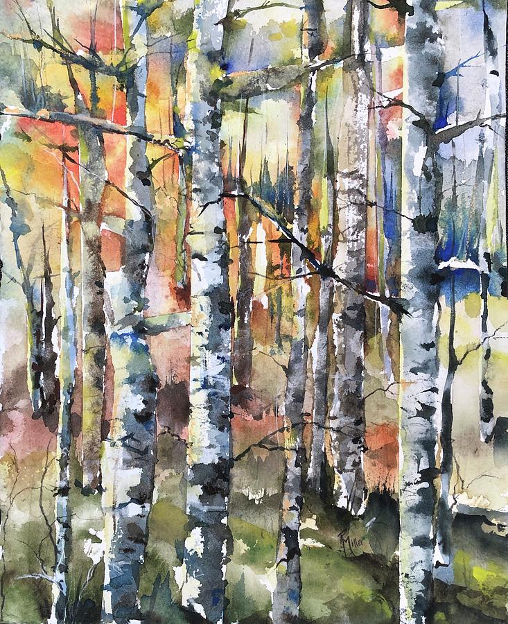 A Little Different Palette From the Birch Beauties Series Painting by Robin Miller-Bookhout