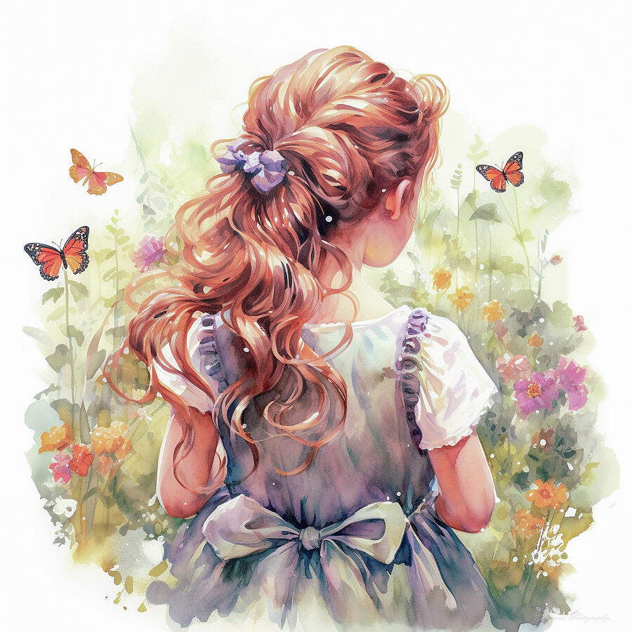A Little Girl And Her Butterflies Photograph