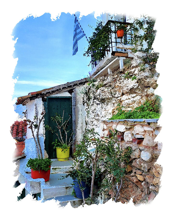 A Little Greek House Near Acropolis Hill Athens Greece  Digital Art by Irina Sztukowski