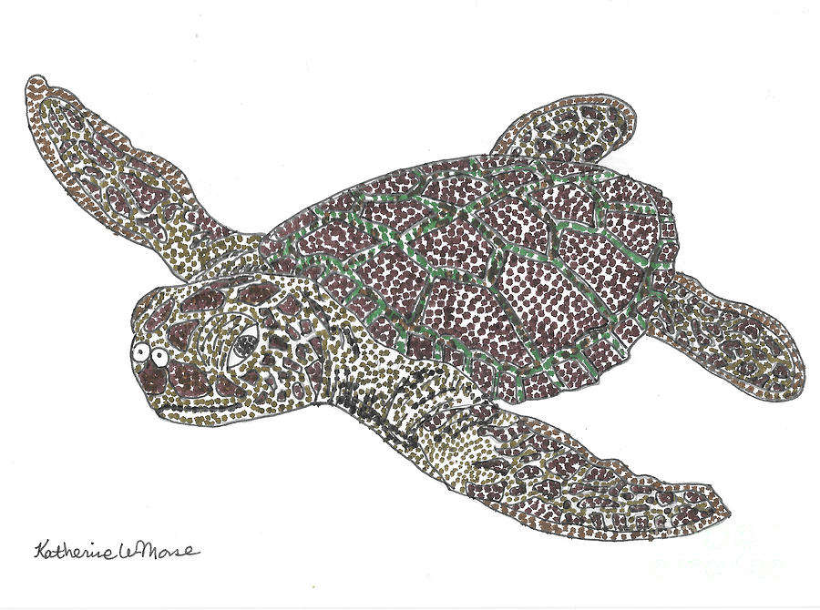 A Little Sea Turtle Drawing By Katherine W Morse