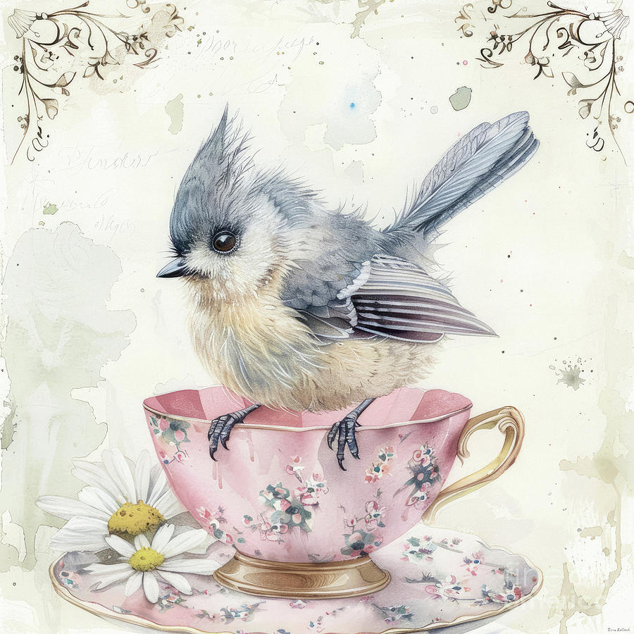 Titmouse Painting - A Little Sweetness In Your Cup by Tina LeCour