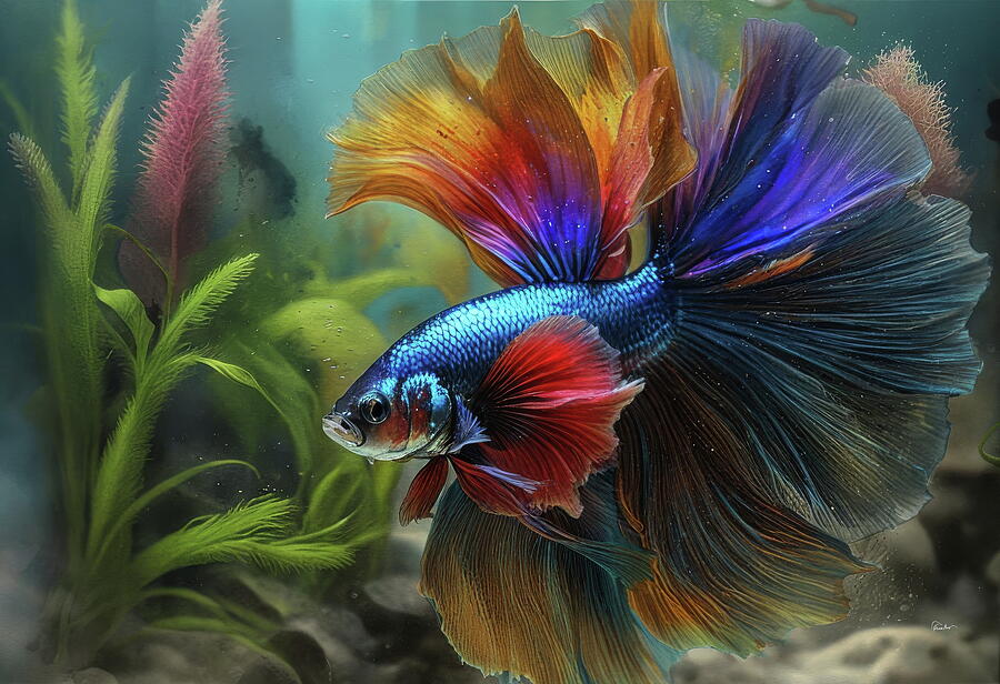 A Lliving Rainbow - Siamese Fighting fFish Mixed Media by Russ Harris A Lliving Rainbow - Siamese Fighting fFish Mixed Media by Russ Harris