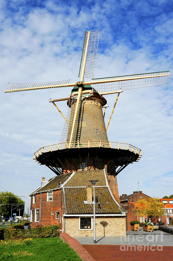 Windmill De Roos sits in the middle of Delft a small city in the