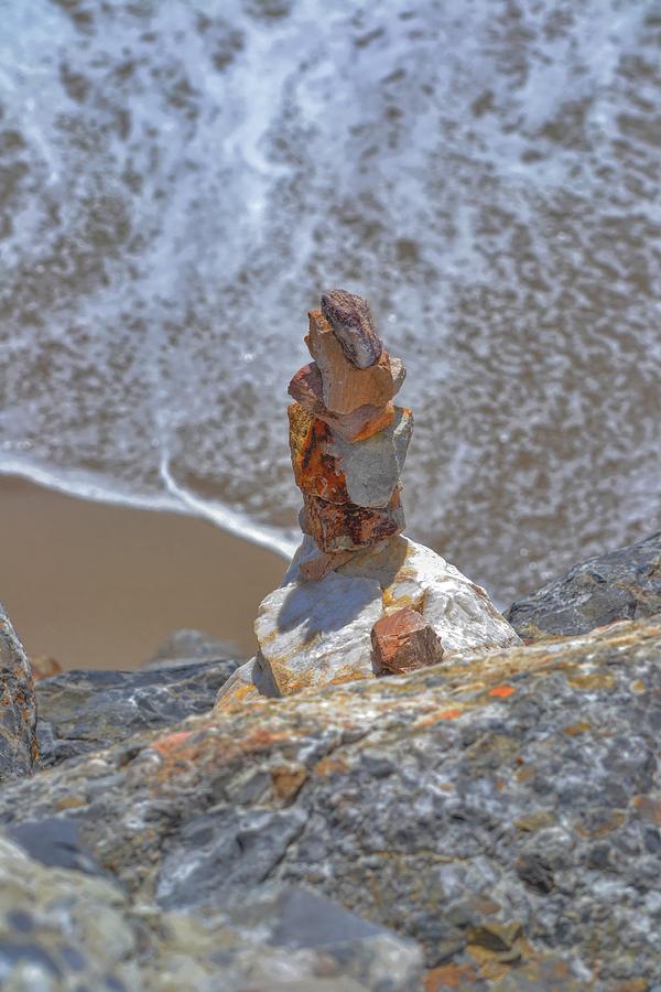 A Long Way Down Beach Rock Stack Photograph by Gaby Ethington