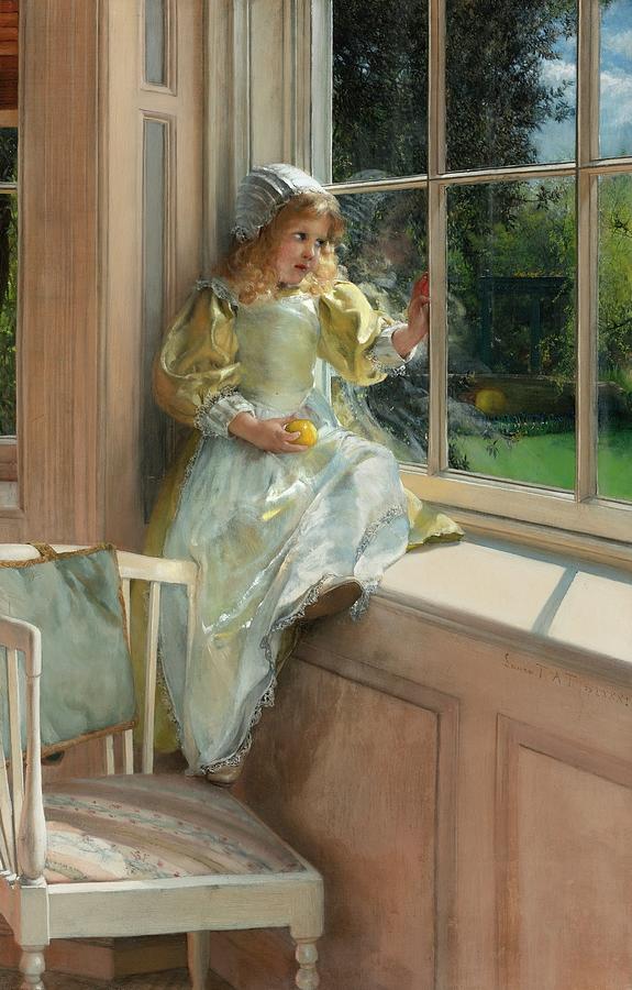 Looking Painting - A looking out owindow, Sunshine by Laura Theresa Alma-Tadema