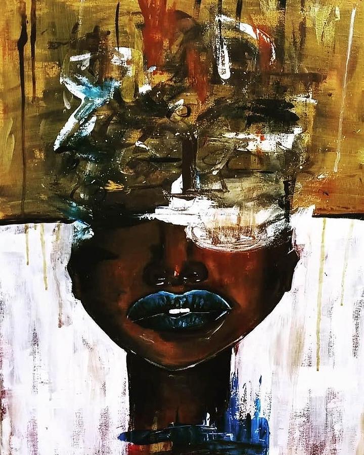 A lot on her mind  Painting by Shemika Bussey